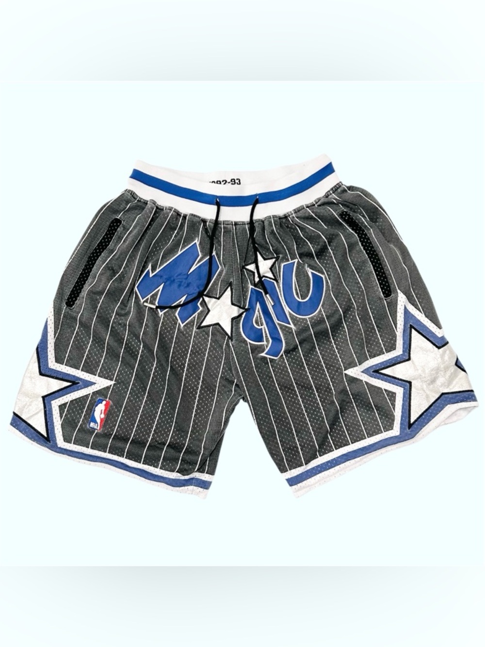 Vintage Y2K Just Don Orlando Magic NBA 1992 - 1993 Mesh Shorts Grey Blue Medium
